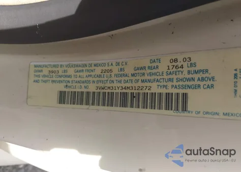 2004 Volkswagen New Beetle Gls from USA, damaged, VIN 3VWCM31Y34M312272